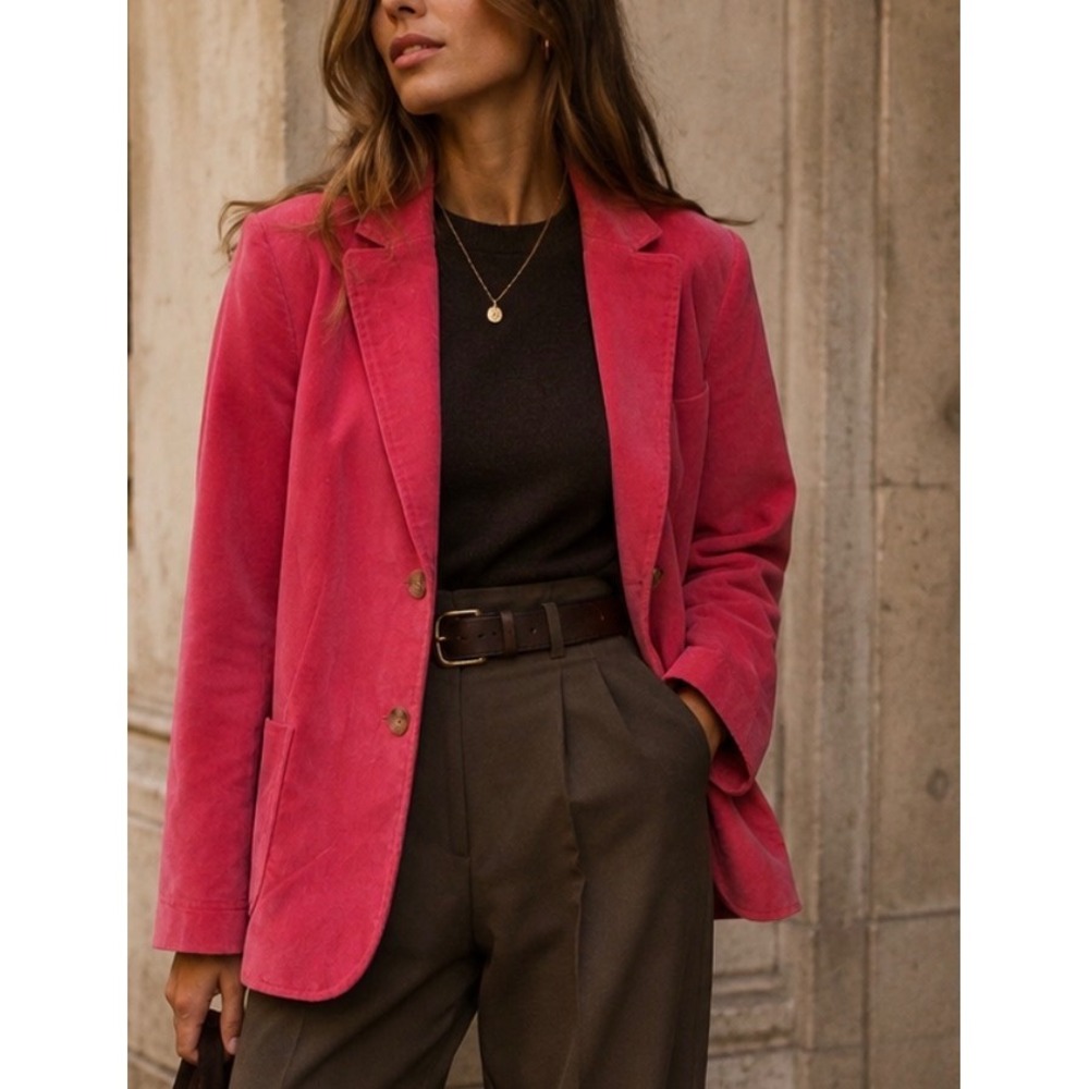Talbots sz 12 Velvet Corduroy 2 Button Blazer Pockets Layering Career Preppy